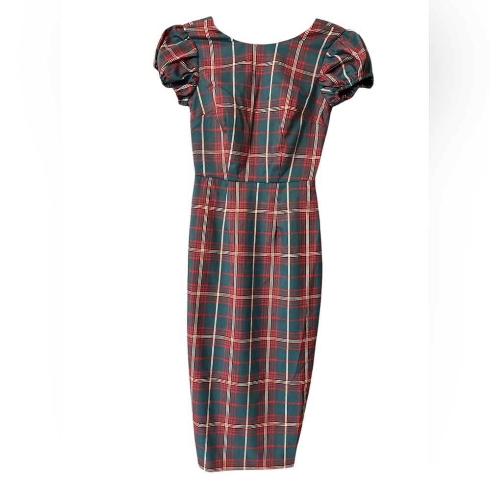 Collectif Demira Lake Check Pencil dress in teal nwt